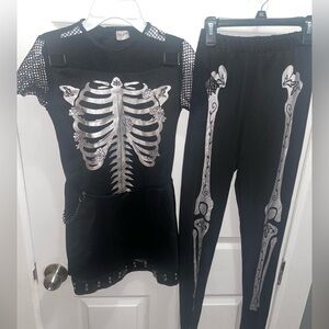 Girls Size L 2 Piece Skeleton Girl Costume